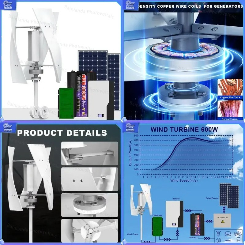 Renewable Energy Wind Solar - Verticale windturbinegenerator zonnepaneel hybride systeem off-grid